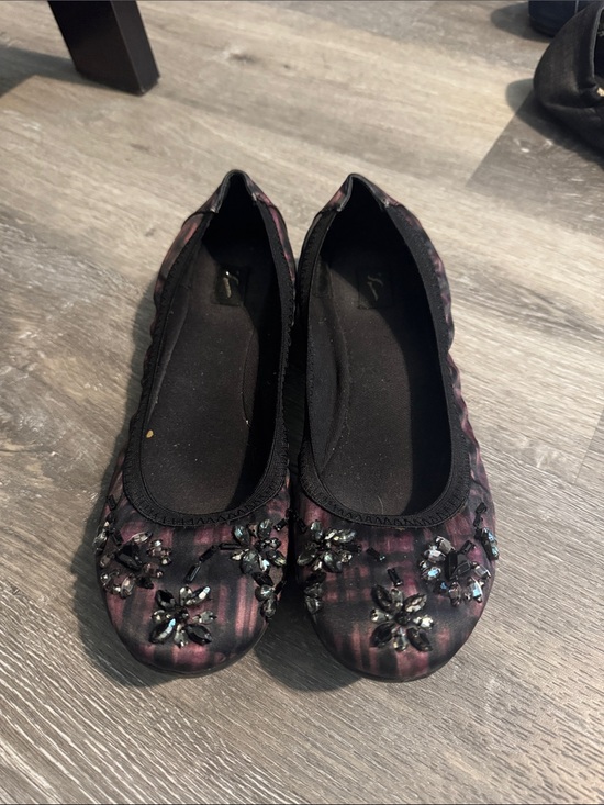 Simply Vera Vera Wang Shoes - Embellished Purple and Black Vera Wang Ballet Flats
